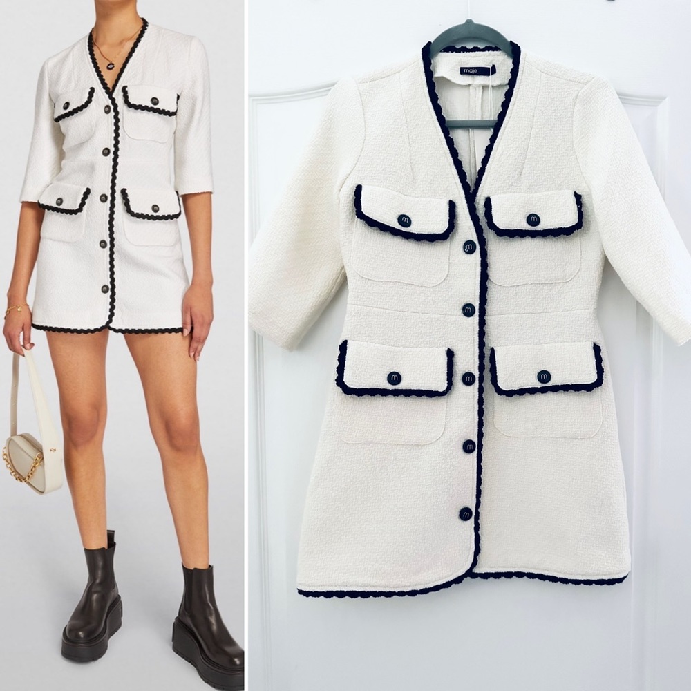 Maje White and Black Mini Dress